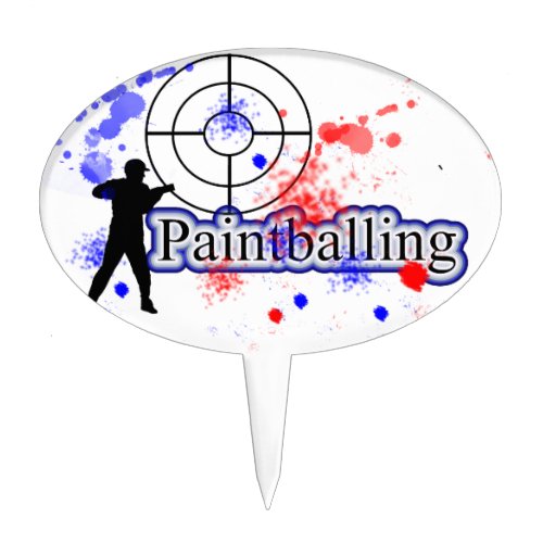 Paintballing Games Red Blue Party Theme Cake Topper