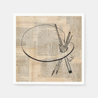 Paintbrush & Paint Palette Vintage Art Napkins