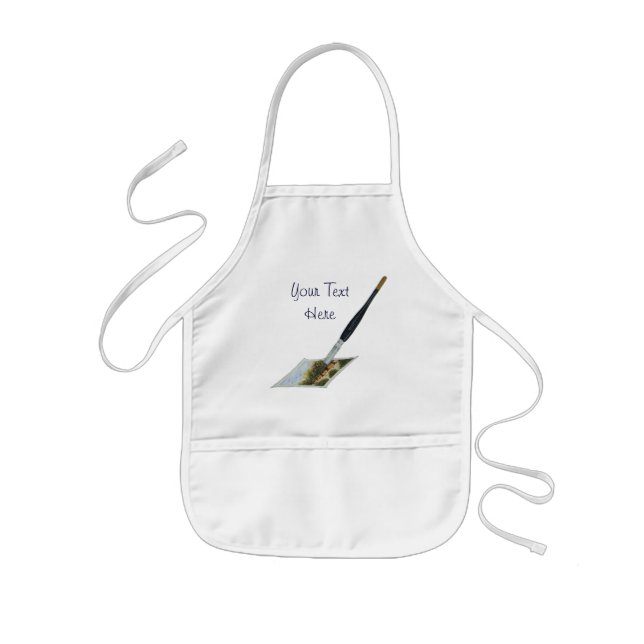 Paintbrush painting landscape art illustration kids' apron (Front)