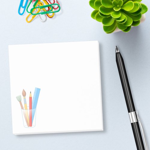 Paintbrush Pencil Ruler Art Craft Supplies Post_it Notes