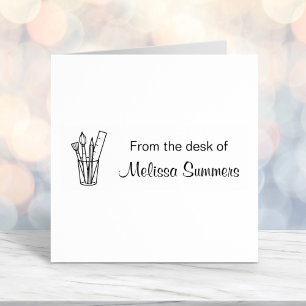 Paintbrush Pencil Ruler Art Craft Supplies Self-inking Stamp