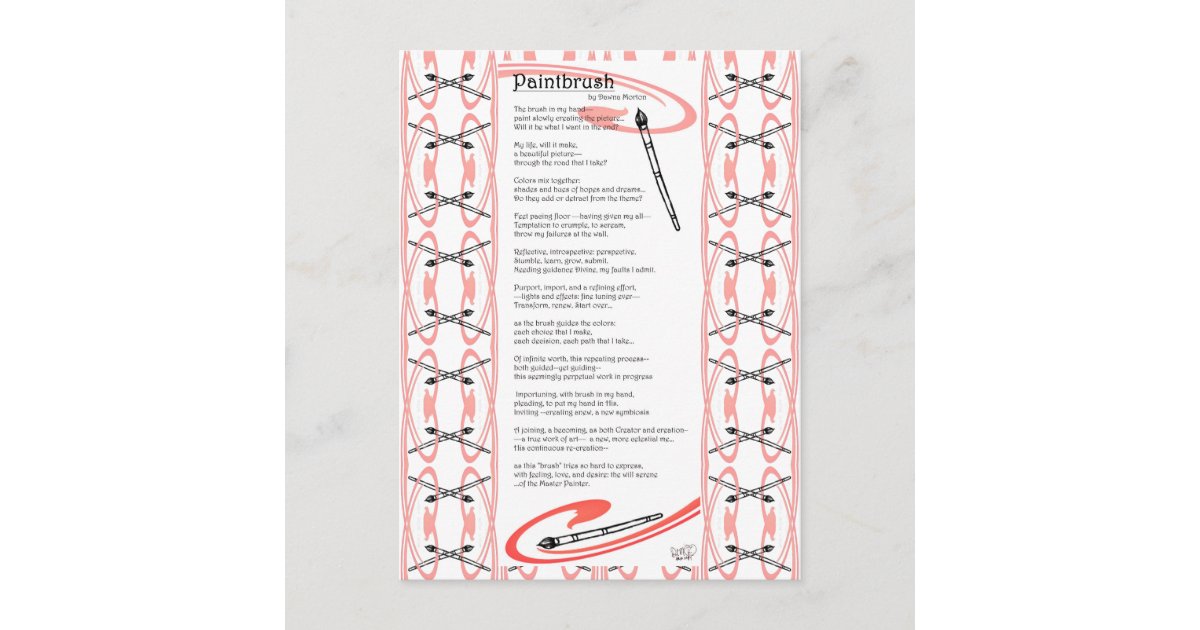 paintbrush poem postcard | Zazzle