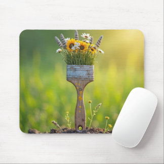 Paintbrush With Wildflowers Mouse Pad