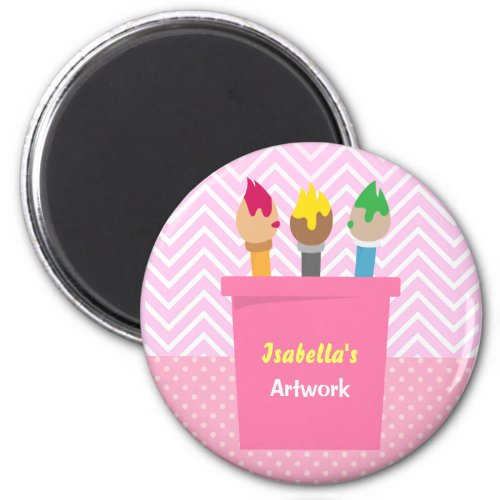 Paintbrushes Little Artists Girls Fridge Magnets