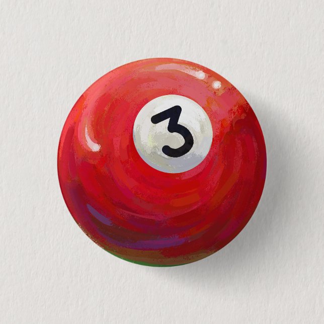 Painted 3 Pool Ball Pattern Button (Front)