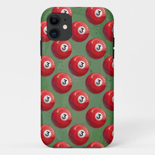 Painted 3 Pool Ball Pattern iPhone 11 Case