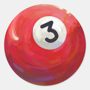 Painted 3 Pool Ball Pattern Classic Round Sticker