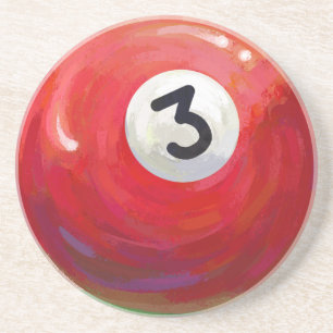 Painted 3 Pool Ball Pattern Coaster