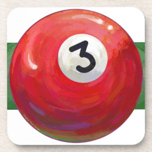 Painted 3 Pool Ball Pattern Coaster