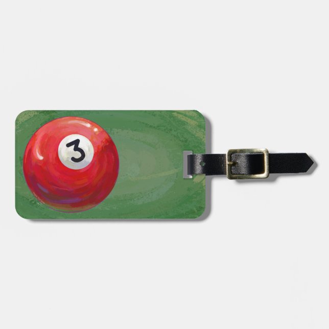 Painted 3 Pool Ball Pattern Luggage Tag (Front Horizontal)