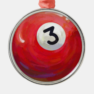 Painted 3 Pool Ball Pattern Metal Ornament