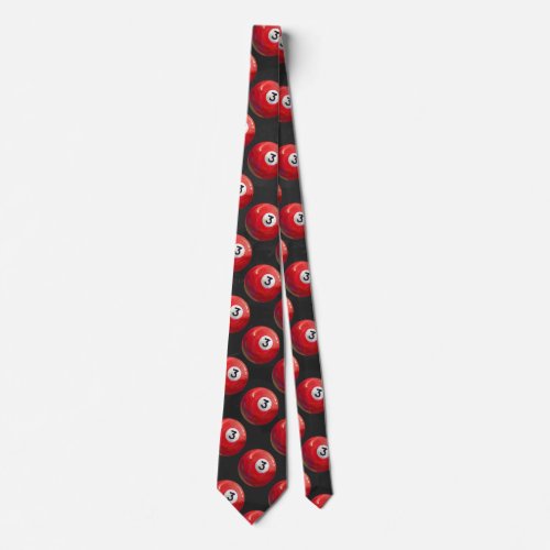 Painted 3 Pool Ball Pattern Neck Tie
