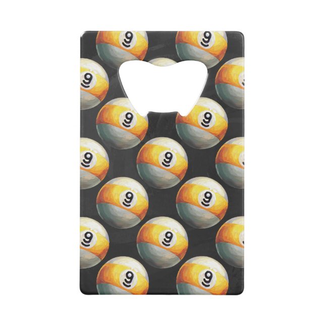 Painted 9 Ball Pattern Credit Card Bottle Opener (Front)