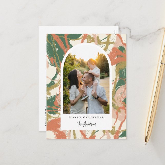 Painted Abstract Arch Photo Holiday Postcard (Front/Back In Situ)