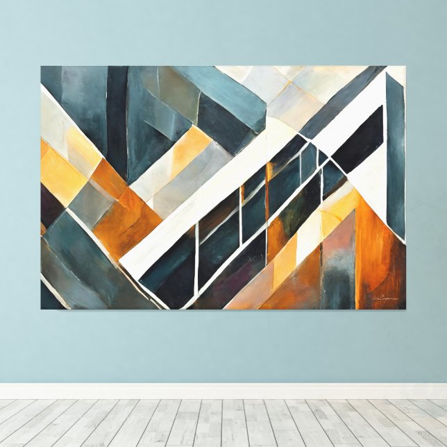 Painted abstract art earth tone  canvas print (Insitu(Wood Floor))