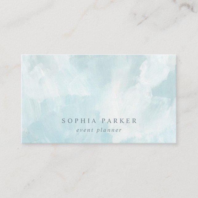 Painted Abstract | Elegant Minimalist Blue Business Card (Front)