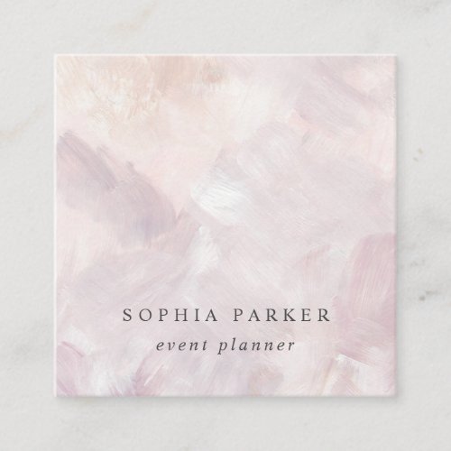 Painted Abstract  Elegant Minimalist Blush Square Business Card