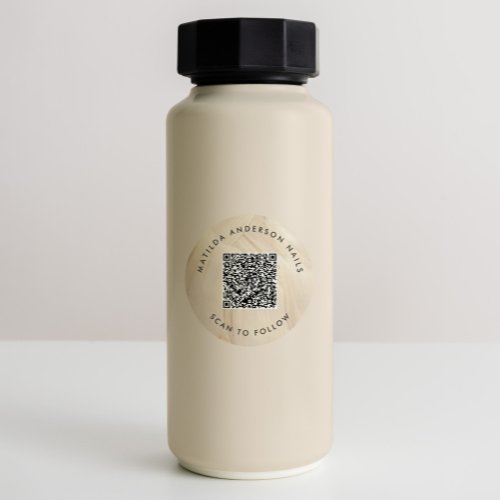 Painted Abstract  Elegant Neutral Simple QR CODE Classic Round Sticker
