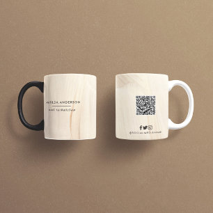 Painted Abstract Natural Elegant Neutral QR code Mug