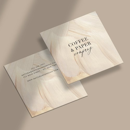 Painted Abstract Natural Elegant Neutral  Square Business Card