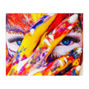Painted Abstract Womans Face Acrylic Print