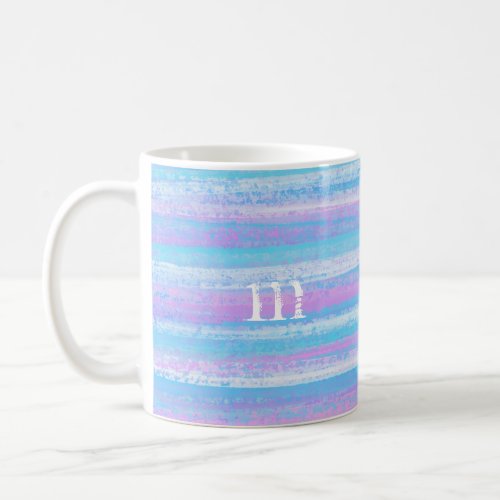 Painted Acrylic Stripes Turquoise Pink Purple Coffee Mug