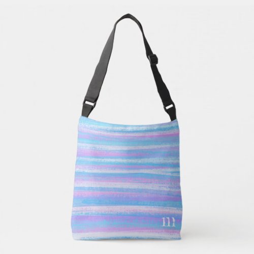 Painted Acrylic Stripes Turquoise Pink Purple Crossbody Bag