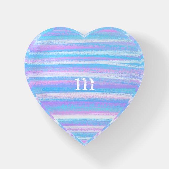 Painted Acrylic Stripes Turquoise Pink Purple Paperweight (Front)