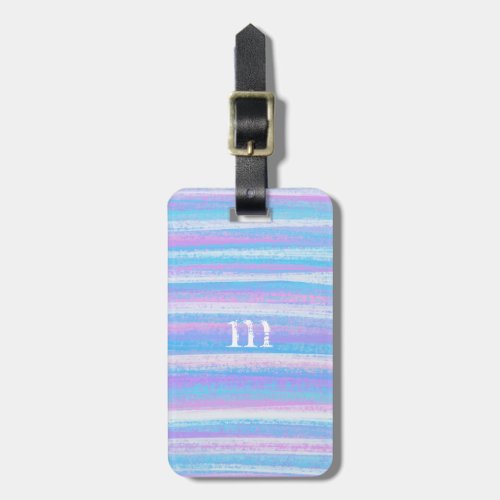 Painted Acrylic Stripes Turquoise Pink Purple Plan Luggage Tag