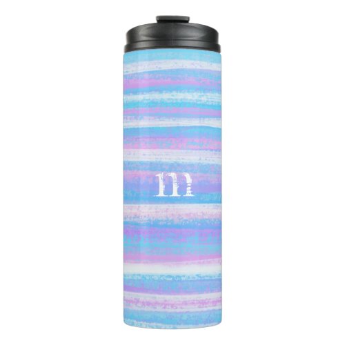 Painted Acrylic Stripes Turquoise Pink Purple Thermal Tumbler