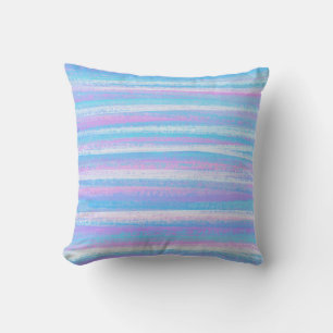 Painted Acrylic Stripes Turquoise Pink Purple Throw Pillow