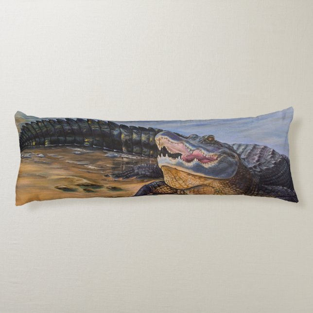 Painted American alligator Body Pillow (Back)