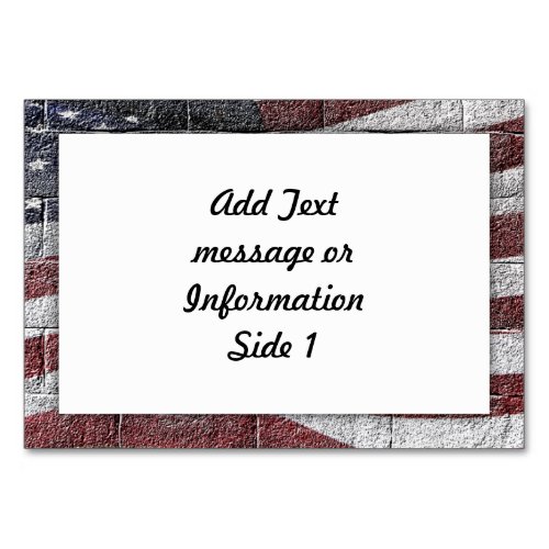 Painted American Flag on Brick Wall Texture Table Number