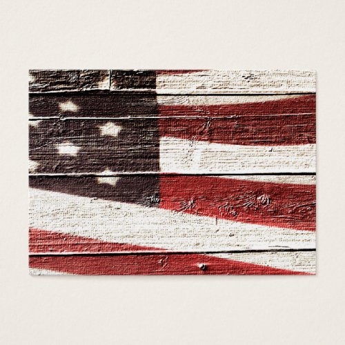 Painted American Flag on Rustic Wood Texture Business Card Templates