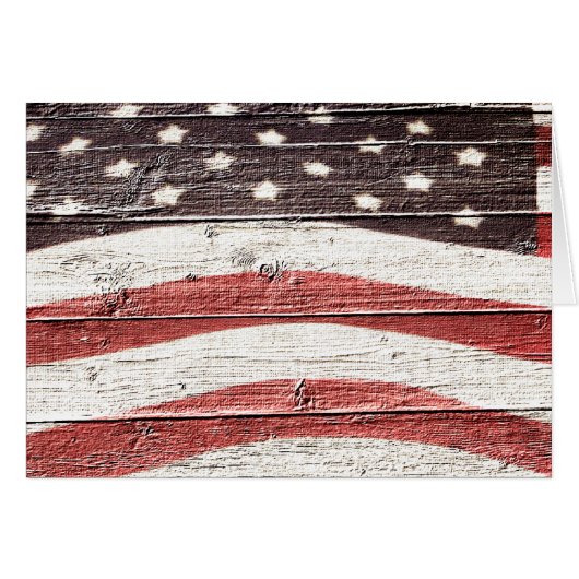 Painted American Flag on Rustic Wood Texture (Front Horizontal)