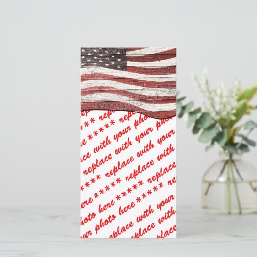 Painted American Flag on Rustic Wood Texture (Standing Front)