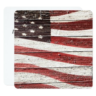 Painted American Flag on Rustic Wood Texture Card