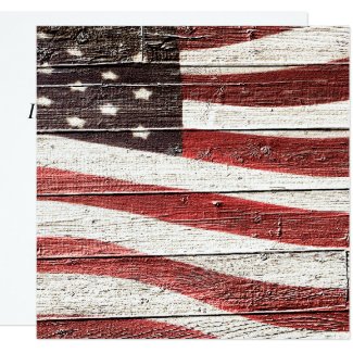 Painted American Flag on Rustic Wood Texture Card