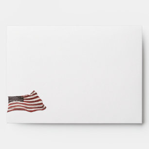 Painted American Flag on Rustic Wood Texture Envelope