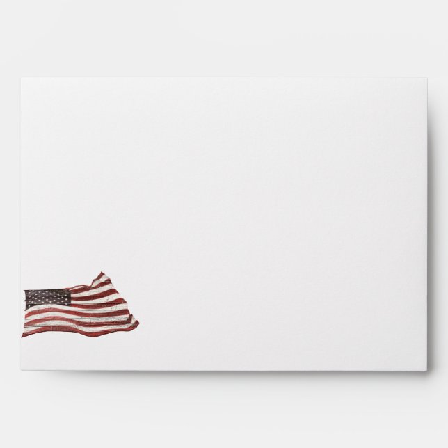 Painted American Flag on Rustic Wood Texture Envelope (Front)