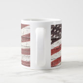 Painted American Flag on Rustic Wood Texture Giant Coffee Mug (Back)