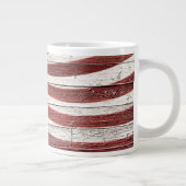 Painted American Flag on Rustic Wood Texture Giant Coffee Mug (Right)