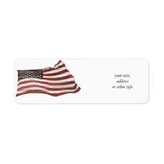 Painted American Flag on Rustic Wood Texture Label