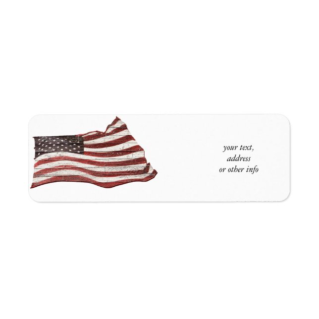 Painted American Flag on Rustic Wood Texture Label (Front)