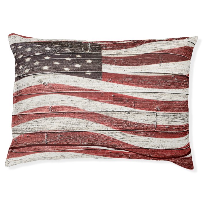 american flag over bed