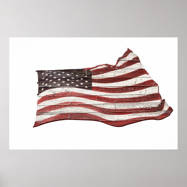Painted American Flag on Rustic Wood Texture Poster (Front)