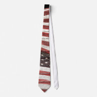 Painted American Flag on Rustic Wood Texture Tie