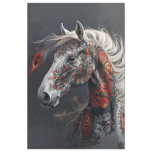 Painted American Indian Horse Decoupage Tissue Paper