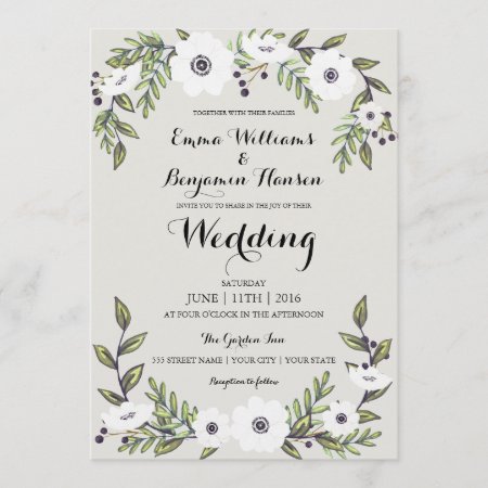 Painted Anemones - Floral Wedding Invitation