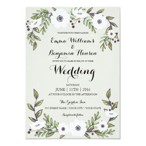 Painted Anemones - floral wedding invitation